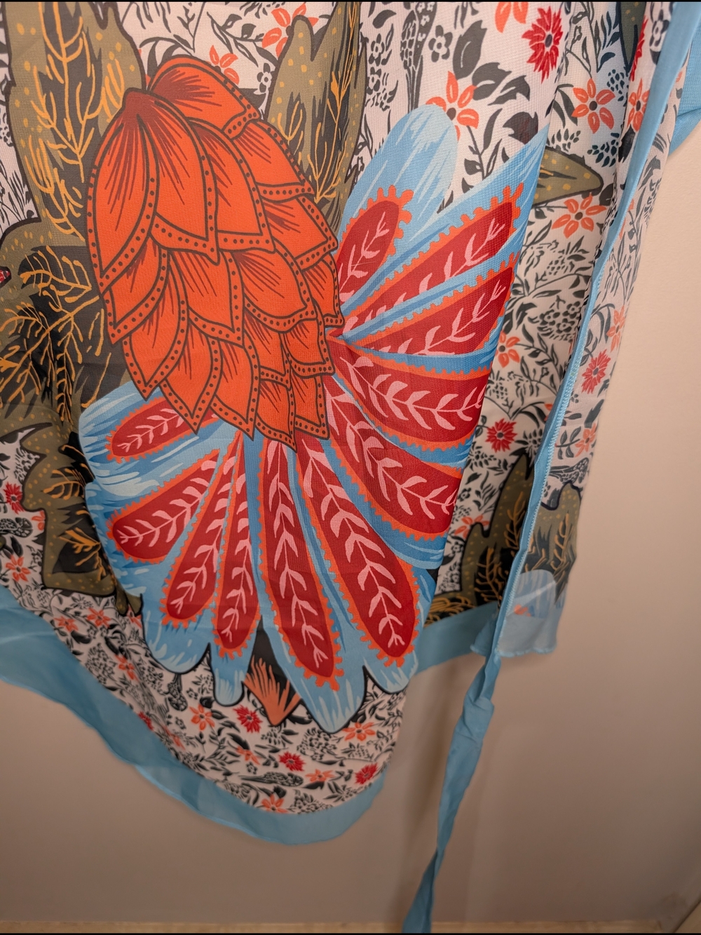 70s Retro Style Floral Wrap Sarong Skirt XL Bold Beach Wear Folk Art Apron - Picture 11 of 12